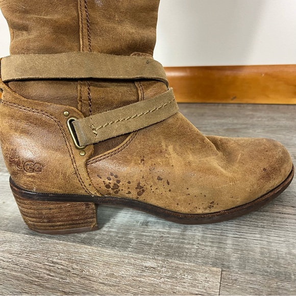 Ugg Australia Darcie Leather Riding Boots 7 Western Equestrian Cowgirl Barn Tall - Picture 4 of 15